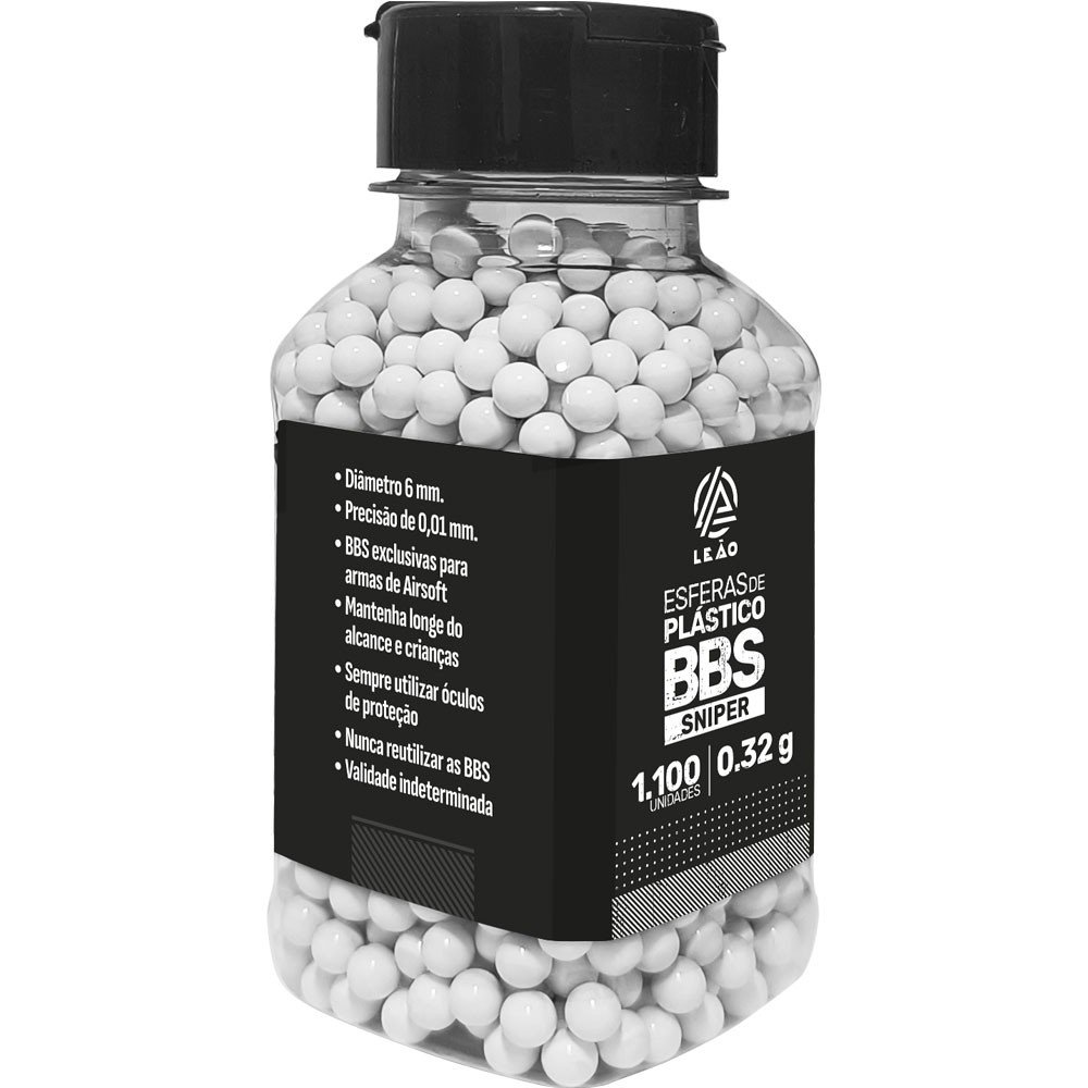 ESFERA AIRSOFT BBS LEÃO 0.32G 6MM POTE COM 1100 BOLINHAS - Imagem 2