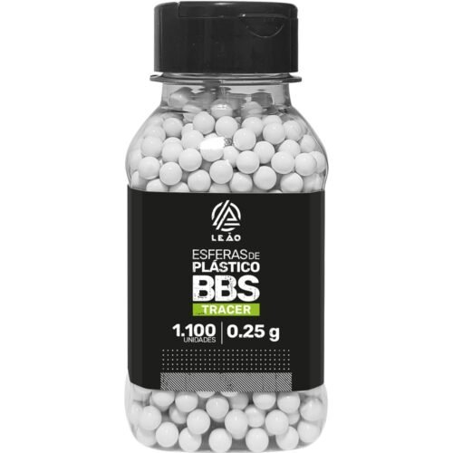 ESFERA AIRSOFT BBS LEÃO 0.25G 6MM POTE COM 1100 BOLINHAS - TRACER