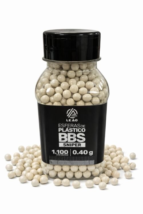 ESFERA AIRSOFT BBS LEÃO 0.40G 6MM POTE COM 1100 BOLINHAS