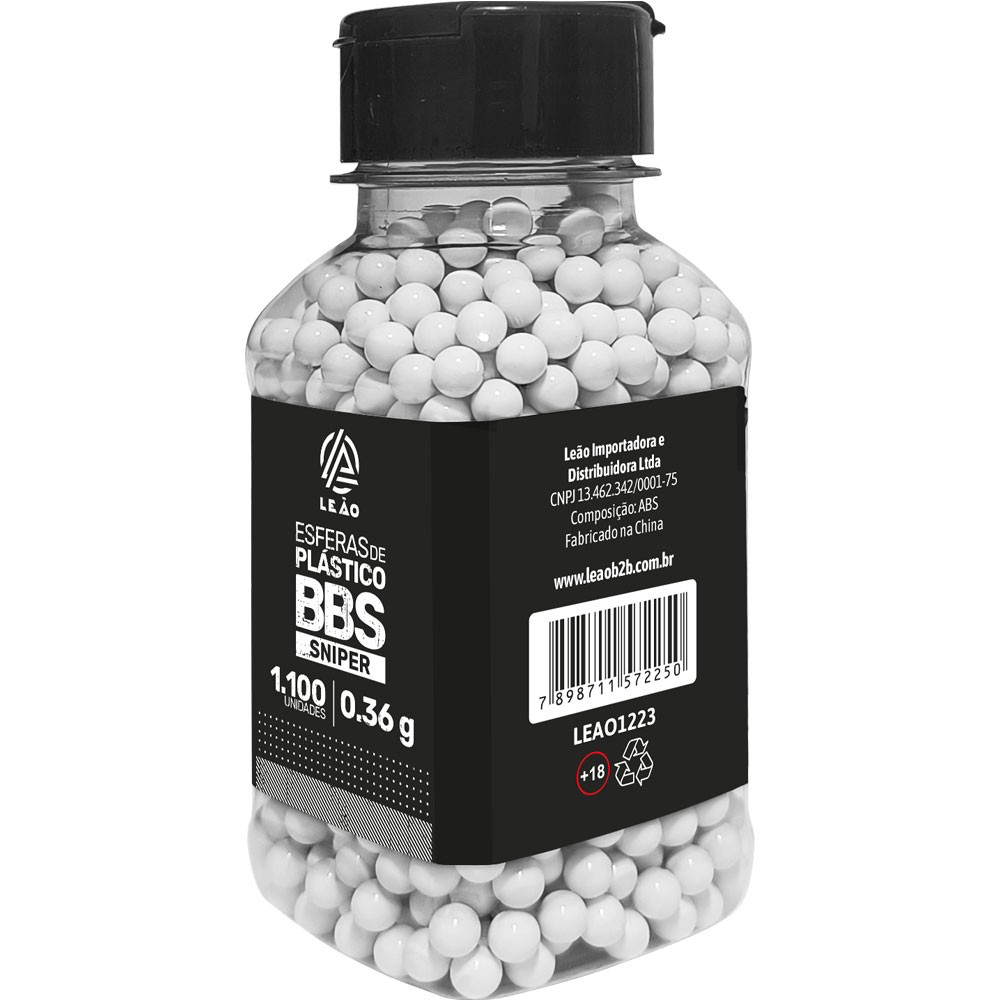 ESFERA AIRSOFT BBS LEÃO 0.36G 6MM POTE COM 1100 BOLINHAS - Imagem 2