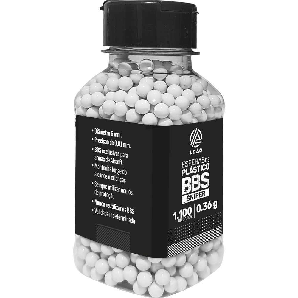 ESFERA AIRSOFT BBS LEÃO 0.36G 6MM POTE COM 1100 BOLINHAS - Imagem 3